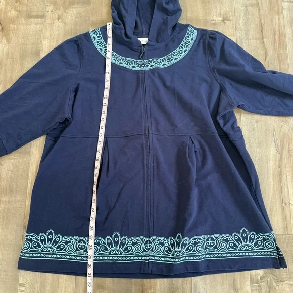 Sport Savvy Full Zip Jacket Hooded Blue Embroidered 2XL Baby Doll Half Sleeve - Picture 7 of 9